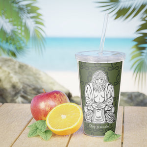 Bigfoot Buddha (stay grounded)  - Plastic Tumbler with Straw