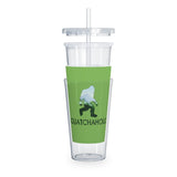 Squatchaholic (green)  - Plastic Tumbler with Straw