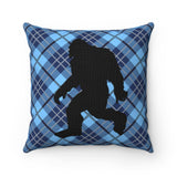 Bigfoot Black silhouette (blue plaid) - Spun Polyester Square Pillow