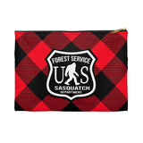Sasquatch Forest Service Sign (buffalo plaid) - Accessory Pouch