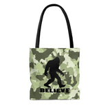 Bigfoot Believe (green camo) -  Tote Bag