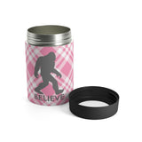 Bigfoot Believe (pink plaid)  - Can Holder