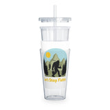 Bigfoot, Can't stop fishing - Plastic Tumbler with Straw