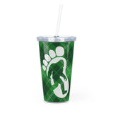 Bigfoot in print (green plaid)  - Plastic Tumbler with Straw