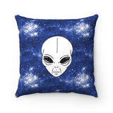 Alien head (blue) - Spun Polyester Square Pillow