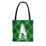 Bigfoot in tree (green plaid) -  Tote Bag