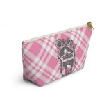 Bigfoot in print with mountain (pink plaid) - Accessory Pouch w T-bottom