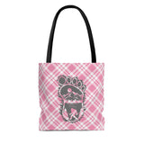 Bigfoot in print with mountain (pink plaid) -  Tote Bag