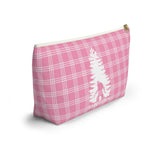 Sasquatch in tree (pink plaid) - Accessory Pouch w T-bottom