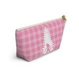 Sasquatch in tree (pink plaid) - Accessory Pouch w T-bottom