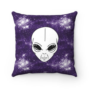 Alien head (purple) - Spun Polyester Square Pillow