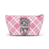 Bigfoot in print with mountain (pink plaid) - Accessory Pouch w T-bottom