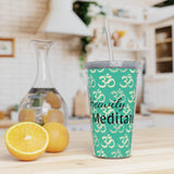 Heavily Meditated (teal) - Plastic Tumbler with Straw