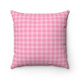Bigfoot Believe (pink plaid) - Spun Polyester Square Pillow