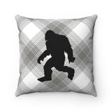 Bigfoot black silhouette (light grey, tan, white) - Spun Polyester Square Pillow