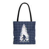 Bigfoot in tree (blue plaid) -  Tote Bag