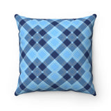 Sasquatch black silhouette (blue plaid) - Spun Polyester Square Pillow