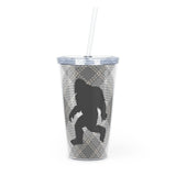 Bigfoot (grey and tan plaid)  - Plastic Tumbler with Straw