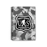 Sasquatch forest service sign GREY - Spiral Notebook - Ruled Line
