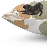 Yoga Pugs - Spun Polyester Square Pillow