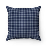Bigfoot in white print (navy blue plaid) - Spun Polyester Square Pillow