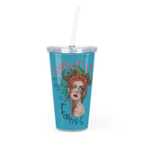Don't piss off the fairies (teal) - Plastic Tumbler with Straw