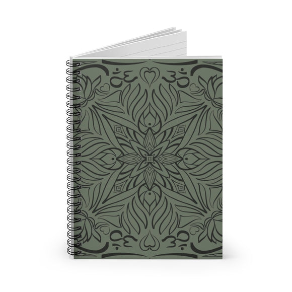 Lotus pattern (green) - Spiral Notebook - Ruled Line