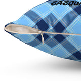 Sasquatch black silhouette (blue plaid) - Spun Polyester Square Pillow