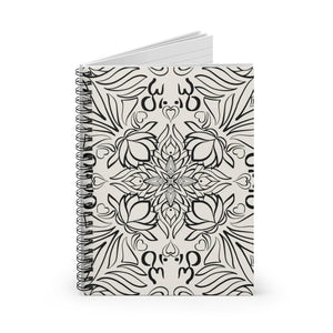 Lotus pattern (white) - Spiral Notebook - Ruled Line