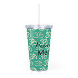 Heavily Meditated (teal) - Plastic Tumbler with Straw