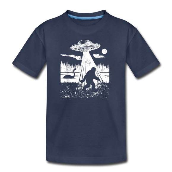 Bigfoot Abduction - Kids' Premium T-Shirt - navy