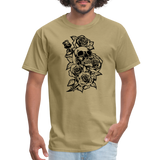 Skull with Roses - Unisex Classic T-Shirt - khaki