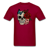 Skull with flowers - Unisex Classic T-Shirt - dark red