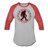 Merry Squatchmas - Unisex Baseball T-Shirt - heather gray/red