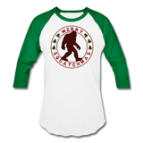 Merry Squatchmas - Unisex Baseball T-Shirt - white/kelly green