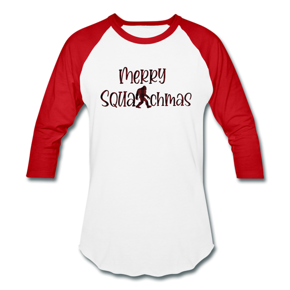 Merry Squatchmas - Baseball T-Shirt - white/red