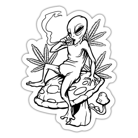 Alien, weed, shroom - Sticker - white matte