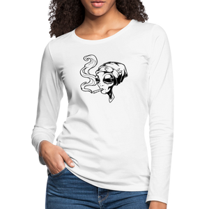 Alien smoking weed - Women's Premium Long Sleeve T-Shirt - white