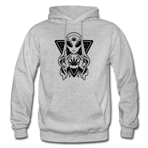 Alien, weed, crystal ball - Gildan Heavy Blend Adult Hoodie - heather gray