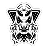 Alien, weed and crystal ball - Sticker - white matte