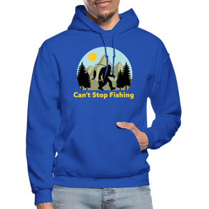 Bigfoot, can't stop fishing - Gildan Heavy Blend Adult Hoodie - royal blue