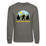 Bigfoot, can't stop fishing - Crewneck Sweatshirt - asphalt gray