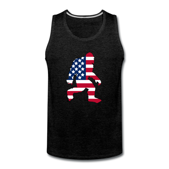 American flag in Bigfoot - Men’s Premium Tank - charcoal grey