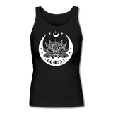 Lotus with Moon - Women's Longer Length Fitted Tank - black