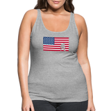 Bigfoot in American Flag - Women’s Premium Tank Top - heather gray