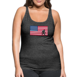 Bigfoot in American Flag - Women’s Premium Tank Top - charcoal grey