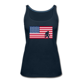 Bigfoot in American Flag - Women’s Premium Tank Top - deep navy