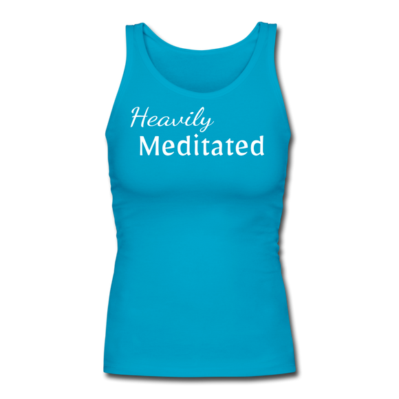 Heavily Meditated - Women's Longer Length Fitted Tank - turquoise