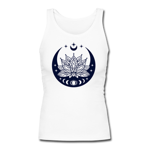 Lotus and Moon - Women's Longer Length Fitted Tank - white