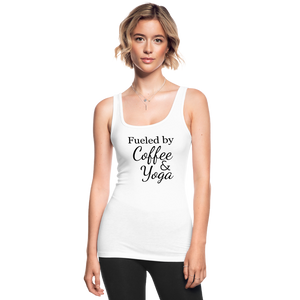Fueled by coffee and yoga - Women's Longer Length Fitted Tank - white